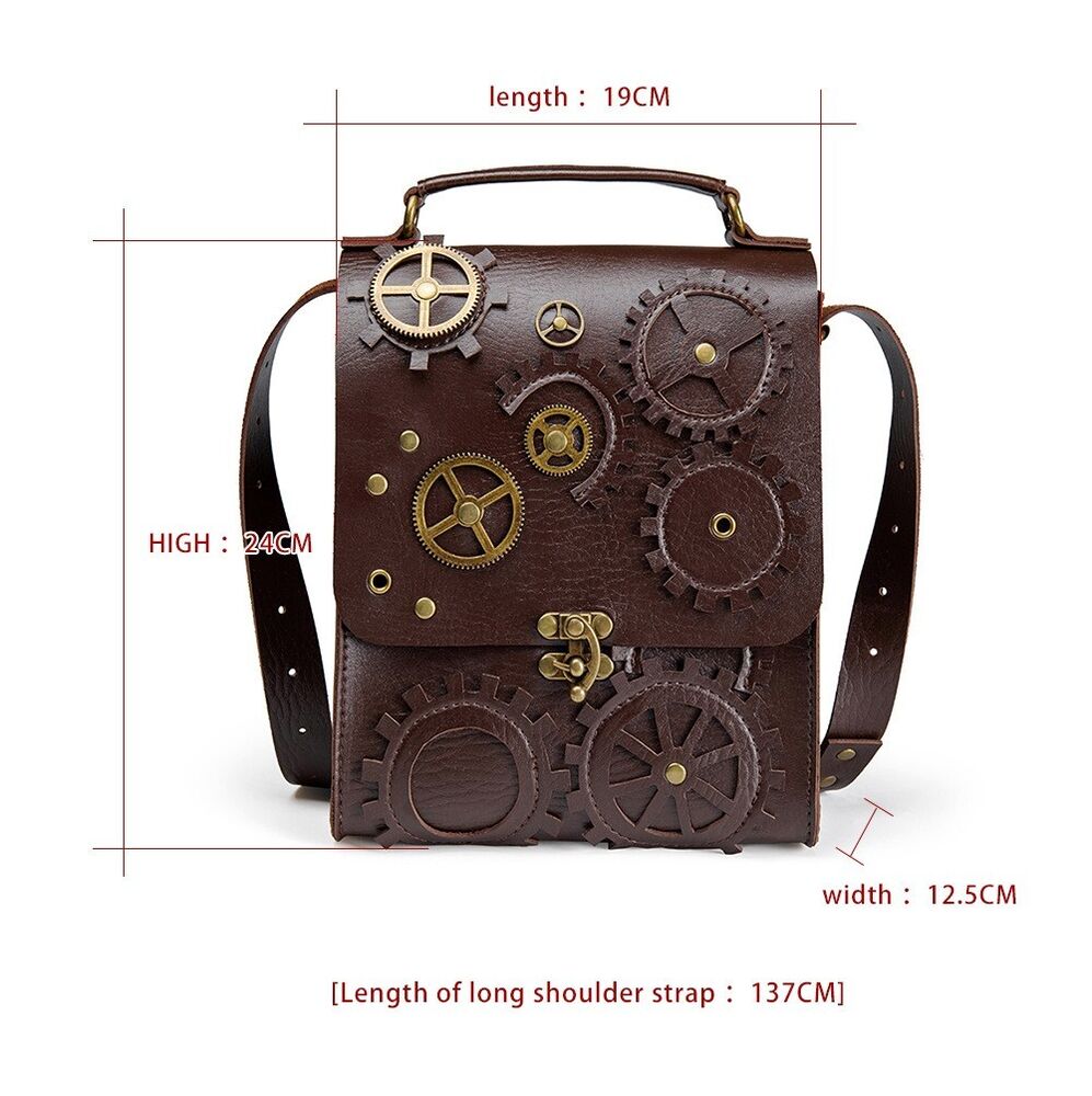 New Desinger Women's Handbag, Top PU Leather Steampunk Retro Sling Shoulder Bags