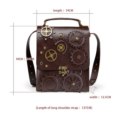 New Desinger Women's Handbag, Top PU Leather Steampunk Retro Sling Shoulder Bags