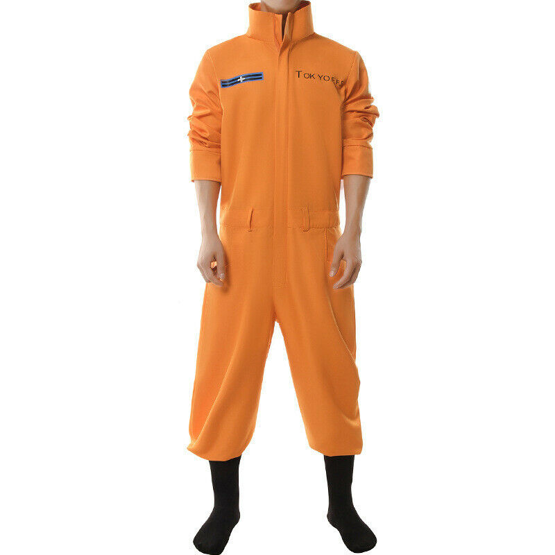 Fire Force Kusakabe Shinra Oubi Akitaru Cosplay Costume Orange Uniform Jumpsuit