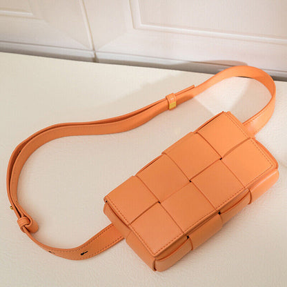 Faux Leather Women's Crossbody Chest Bag Waist Funny Pack Weave Shoulder Bag