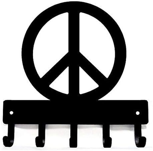 Peace Key Rack Hanger - 6 inch Wide Metal Wall Art