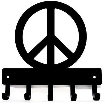 Peace Key Rack Hanger - 6 inch Wide Metal Wall Art