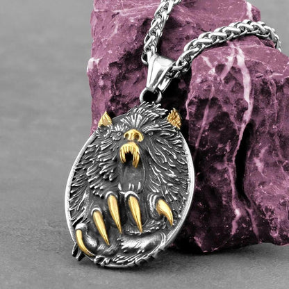 Wolf Necklaces Viking Style Wolf Head Pendant Runes Stainless Steel Necklace