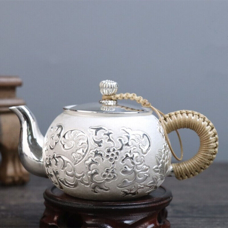 Sterling Silver Tea Set Stove Kettle Tea Pot Tea Cups 100% 999 Silver Snowflake