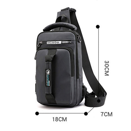 Men's Crossbody Shoulder Chest Sling Backpack Bag Messenger Anti-Theft USB Port