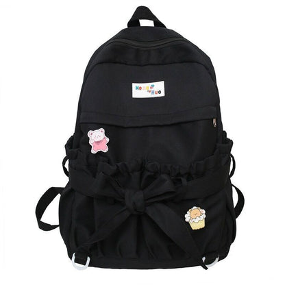 Women Backpack Open Pockets Bow School Bags Teenager Girls Travel Backpacks