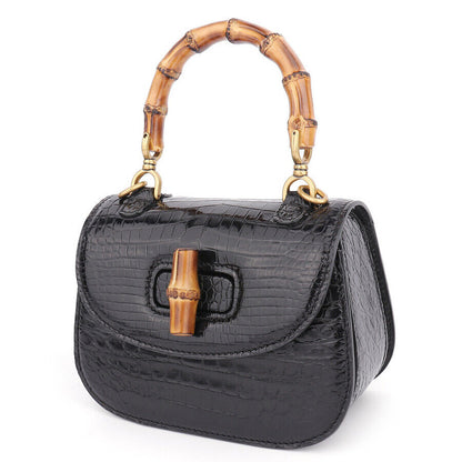 Handcrafted Real SiameseCrocodile Skin Leather Luxury Womens Small Handbag Black