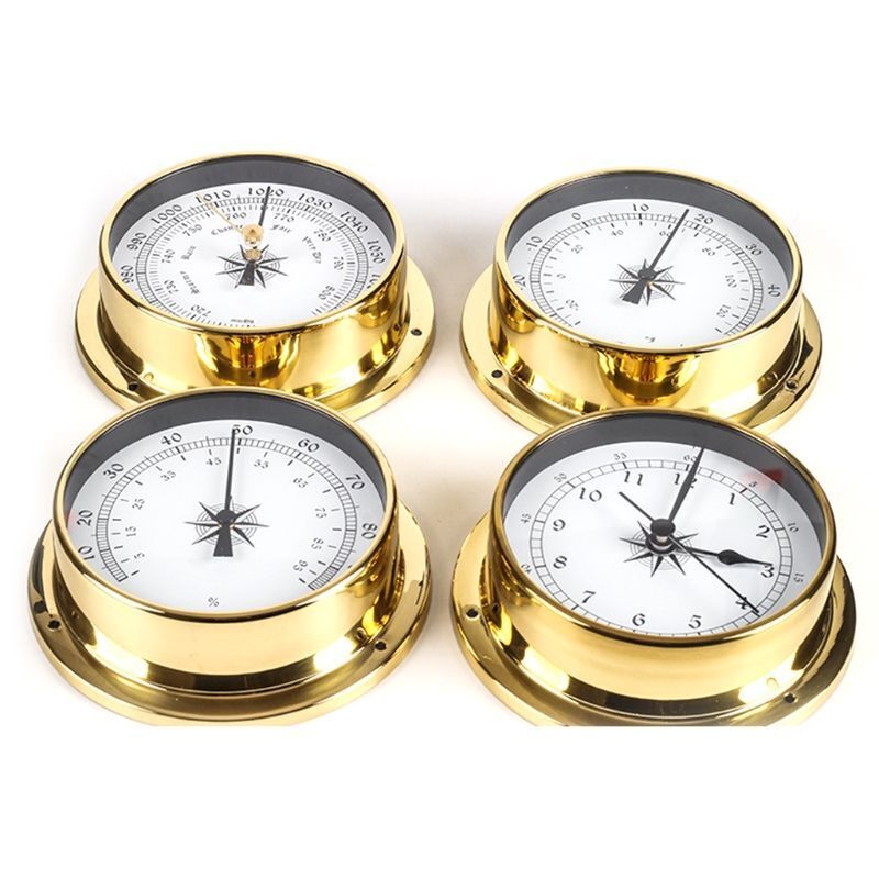 Hygrometer Barometer 115mm Wall Mounted Thermometer Tidal Clock Weather Station
