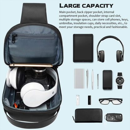 Men's Crossbody Bag Sling Bag Chest Shoulder Backpack Fanny Pack w/ USB Charging
