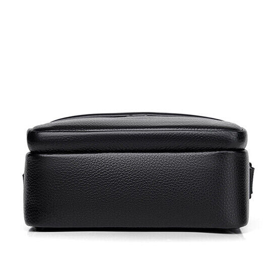 100% Genuine Leather Men's Double Zipper Sling Shoulder Messenger Bag Crossbody
