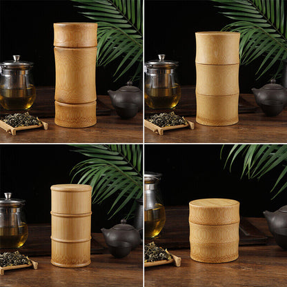 Bamboo Tea Storage Box Tea Canister Lid Seal Kitchen Storage Jars Accessories