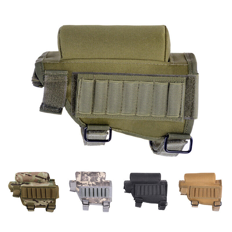 Tactical Butt Stock Rifle Cheek Rest Pouch Military Gear Bullet Holder Bag Shell