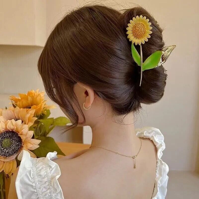 Women Hair Claws Metal Gripper Large Sunflower Flower Girls Hairpin Styling Clip