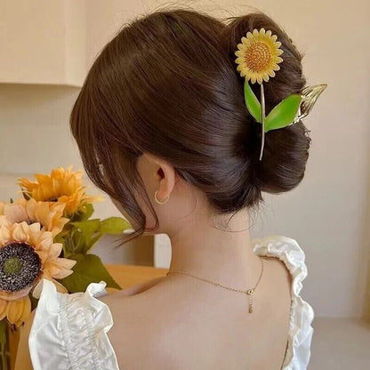 Women Hair Claws Metal Gripper Large Sunflower Flower Girls Hairpin Styling Clip