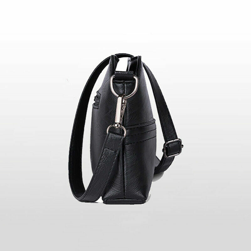 Messenger Bags Crossbody PU Leather Black Handbags for Women Shoulder Bag