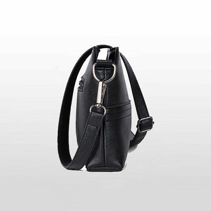 Messenger Bags Crossbody PU Leather Black Handbags for Women Shoulder Bag