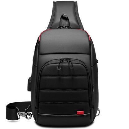 Men's Sling Backpack Oxford cloth Waterproof Crossbody Bag USB Port Sport Bags