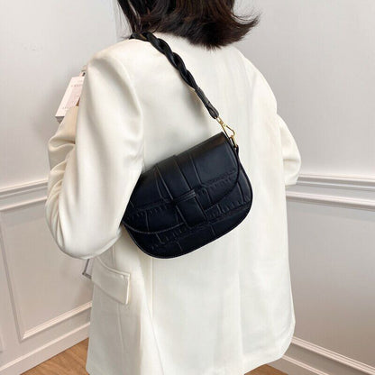 PU Leather Saddle Crossbody Bags Women Winter Shoulder Bag Handbags Purses