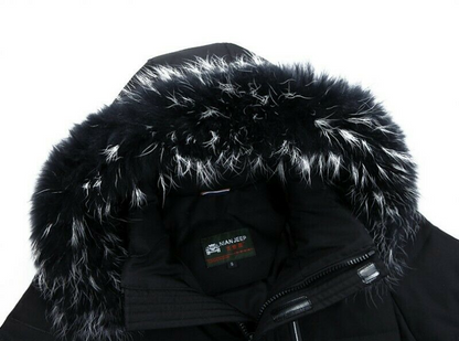 Winter Mens Long Puffer Warm Hooded Parka Duck Down Jacket Coat Fur Collar Thick