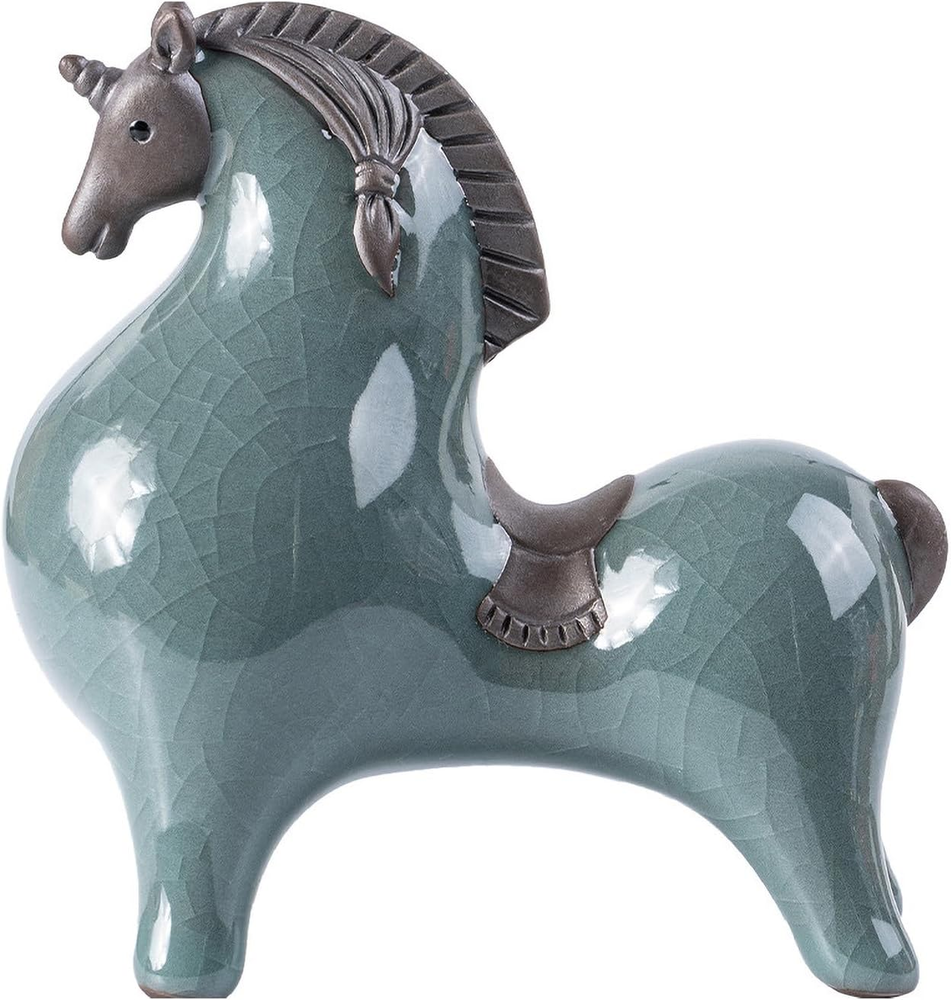 Porcelain Horse Ceramic Statue Sculpture Figurine Chinese Oriental Home Decor