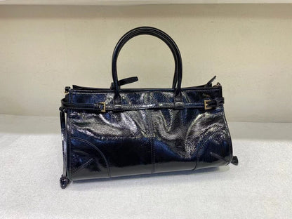 Long/ Short Handles Glossy Real Leather Tote Handbag Purse Fashion Shoulder Bag