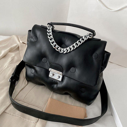 Retro Women's Shoulder Padded Bag Luxury Handbags Shopper Square Bags Polyester