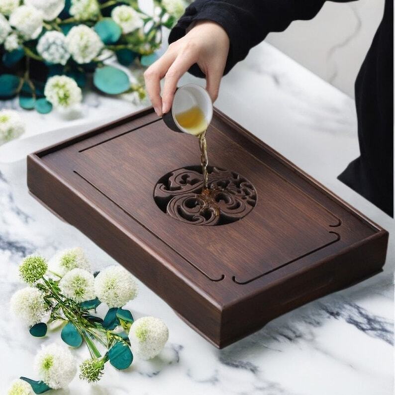 Bamboo Tea Tray with Water Storage|Gong Fu Tea Tray|Tea Accessories