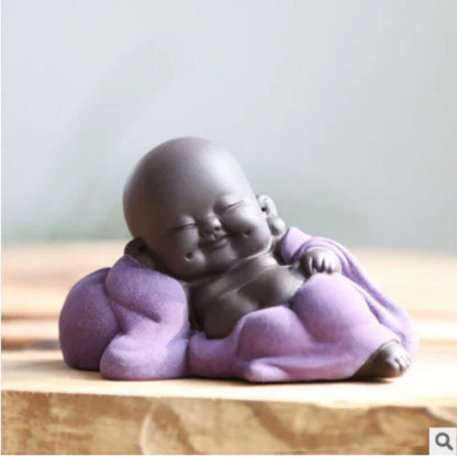 Ceramic Maitreya Buddha Statue Tea Sculpture Hand Carved Figurine Craft Display