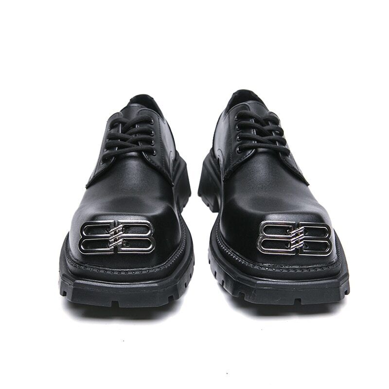 Black Loafers Men Shoes Solid Lace-up Size 38-45 Mens Shoes