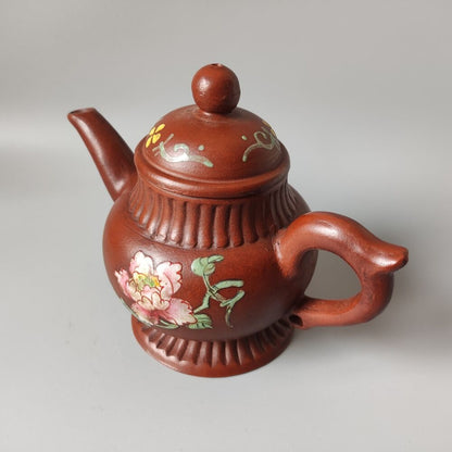 Vintage Chinese Yixing Purple Clay Teapot Zisha Ceremony Painted Fine Teaware