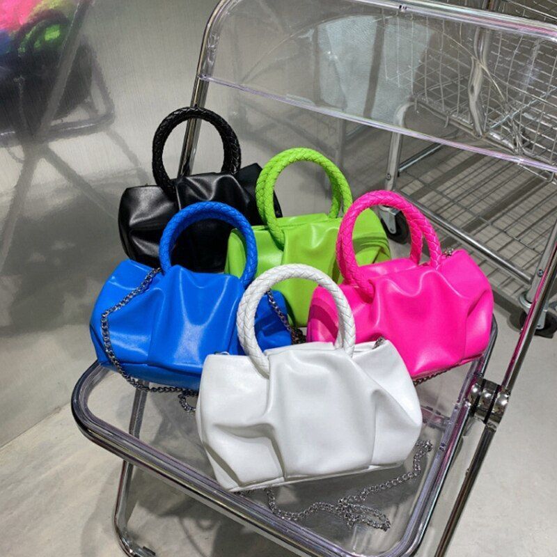 Crossbody Bag Green Single Shoulder Bags For Women Fashion Pleated Messenger Bag