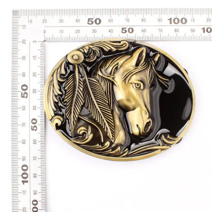 Men Belt Buckles 3.8cm Width Suitable Animal Horse Fashion Waistband Accessories