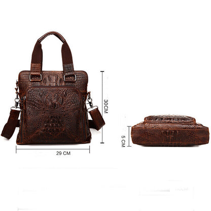 Men's Business Handbag Genuine Leather Crocodile SlingShoulder Bag 12" Briefcase