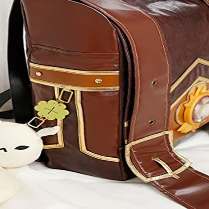 Cosplay.fm Brown PU Leather Bag Cute Backpack with Accessory One Size,
