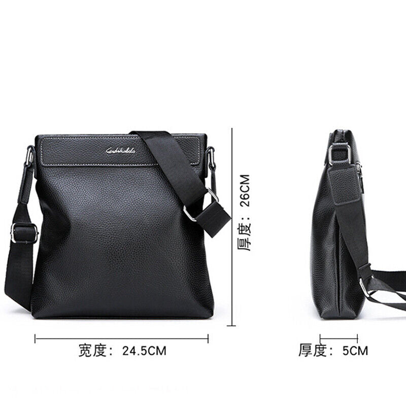 100% Genuine Leather Men's Litchi Sling Shoulder Messenger Bag 10" Business Bag