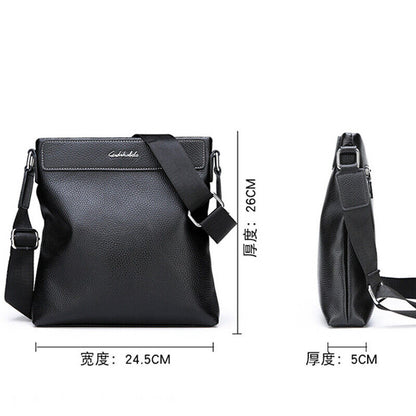100% Genuine Leather Men's Litchi Sling Shoulder Messenger Bag 10" Business Bag