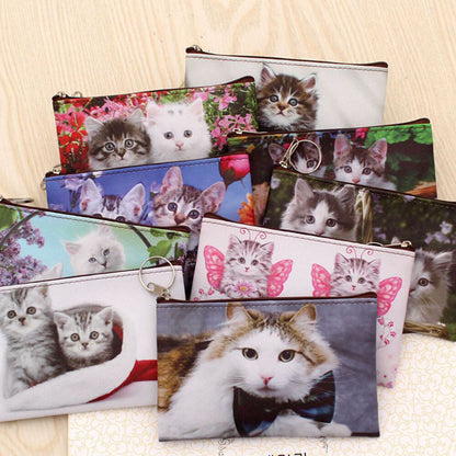Girls Cute Cat Coin Purse Women Kids Mini Wallet Zipper Cartoon Bag Pouch Holder
