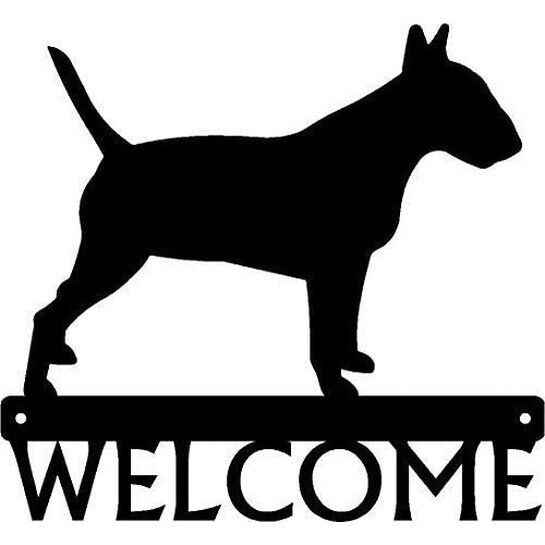 Bull Terrier Dog Welcome Sign Wrought Iron Crafts Metal Ornaments Decoration
