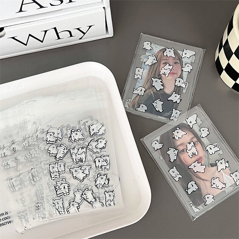 50PCS Transparent Self-adhesive Packing Storage Bag Cute Cartoon Dog Seal Bag
