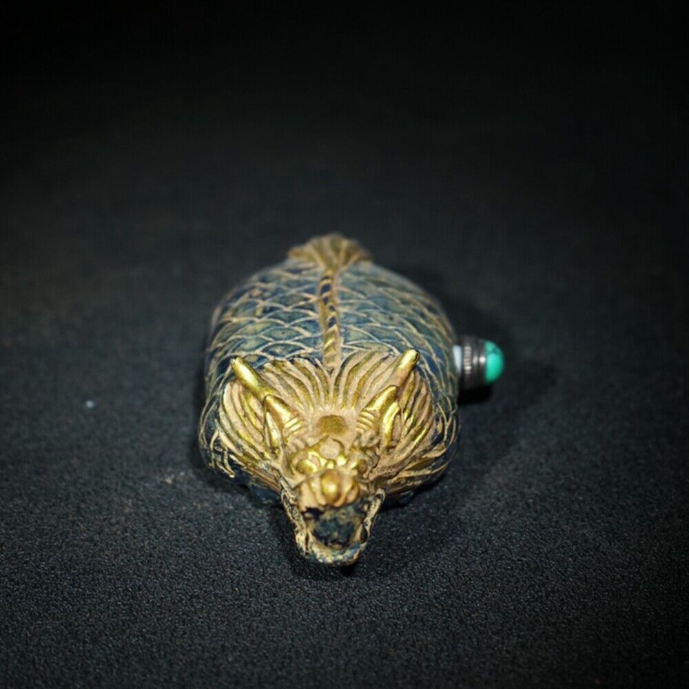 chinese beijing carved glass snuff bottle antique carving dragon statue Loong