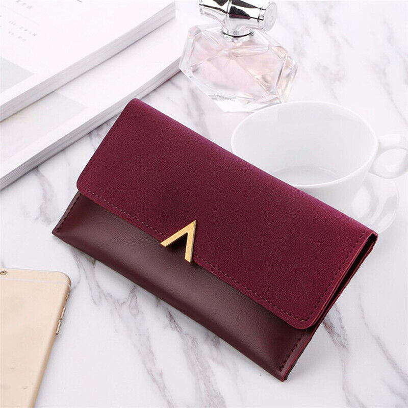 Women Handbag Money Card Holders Leather Clamps Coin Purses Clutch Female Wallet