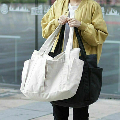 Women Oversize Canvas Handbag Shoulder Bag Fabric Tote Big Jumbo Diaper Bags
