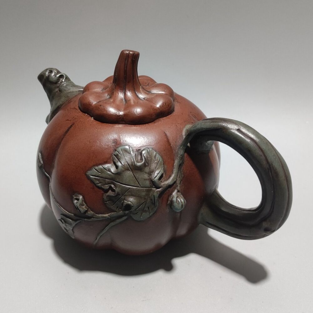 Vintage Chinese Yixing Purple Clay Teapot Zisha Ceremony Ceramic Pumpkin Teaware