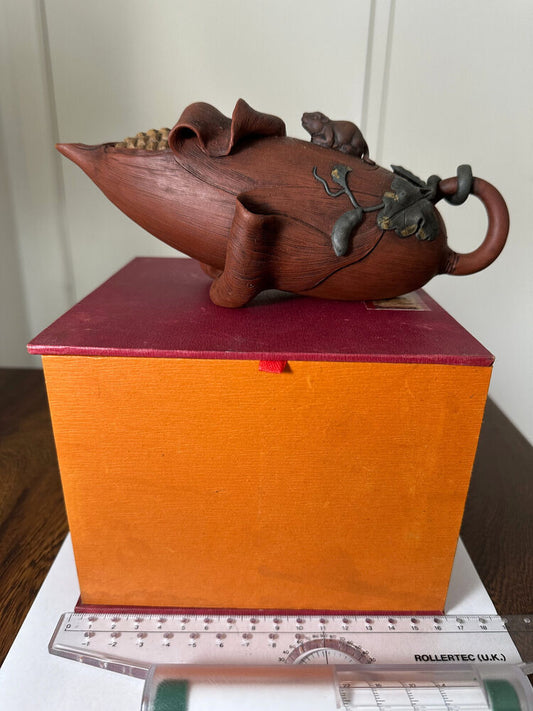 Chinese zisha (purple sand) Yixing corn teapot replica