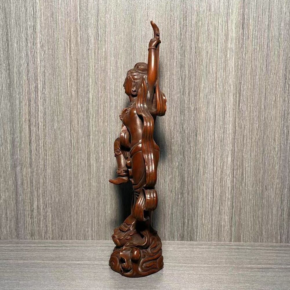 Collection Chinese Boxwood Carved Pretty Woman Statue Wood Sculptures Home Decor