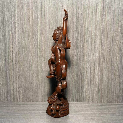 Collection Chinese Boxwood Carved Pretty Woman Statue Wood Sculptures Home Decor