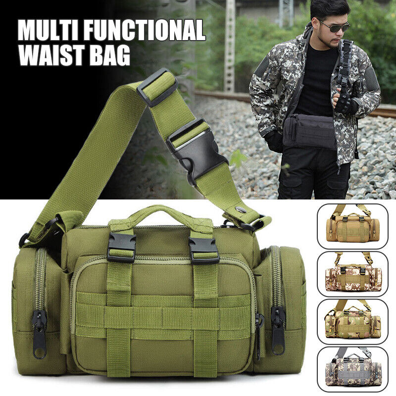Men's Military Tactical Waist Bag Outdoor Camping Shoulder Chest Bag Fanny Pack