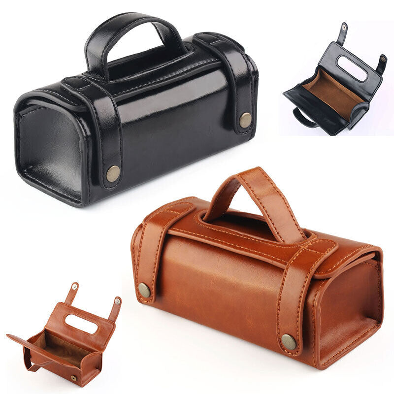 Mens Portable Shaving Toiletry Bag Small Size Leather Toiletry Bag Brown Black