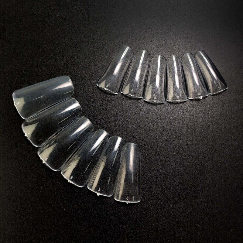 Nail Tips 120Pcs Clear Duck Feet Acrylic Wide Flare Full Covers Extensions Tools