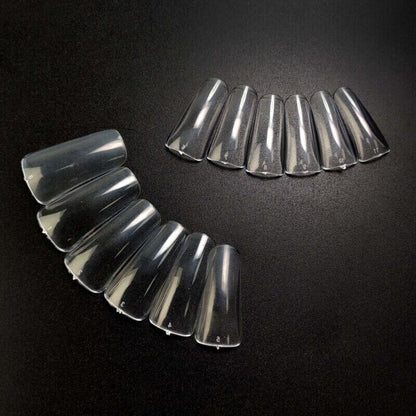 Nail Tips 120Pcs Clear Duck Feet Acrylic Wide Flare Full Covers Extensions Tools